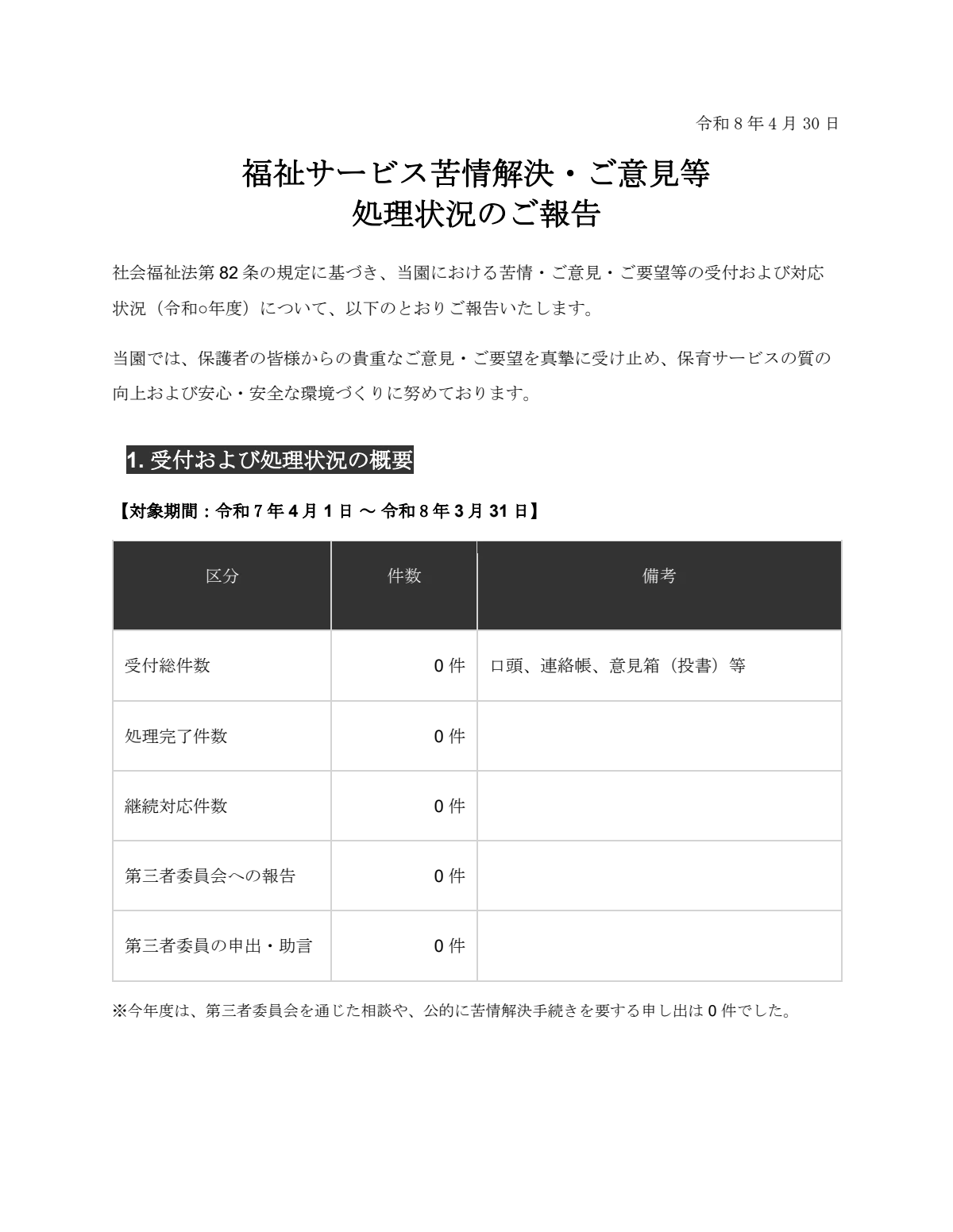福祉サービス苦情解決・ご意見等 処理状況のご報告.pdf