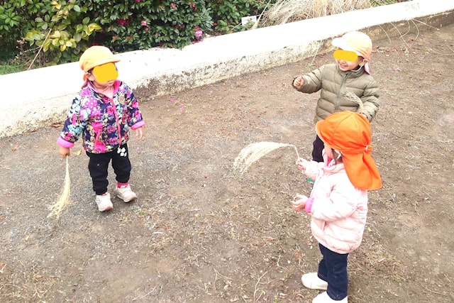 ススキでくすぐりっこ