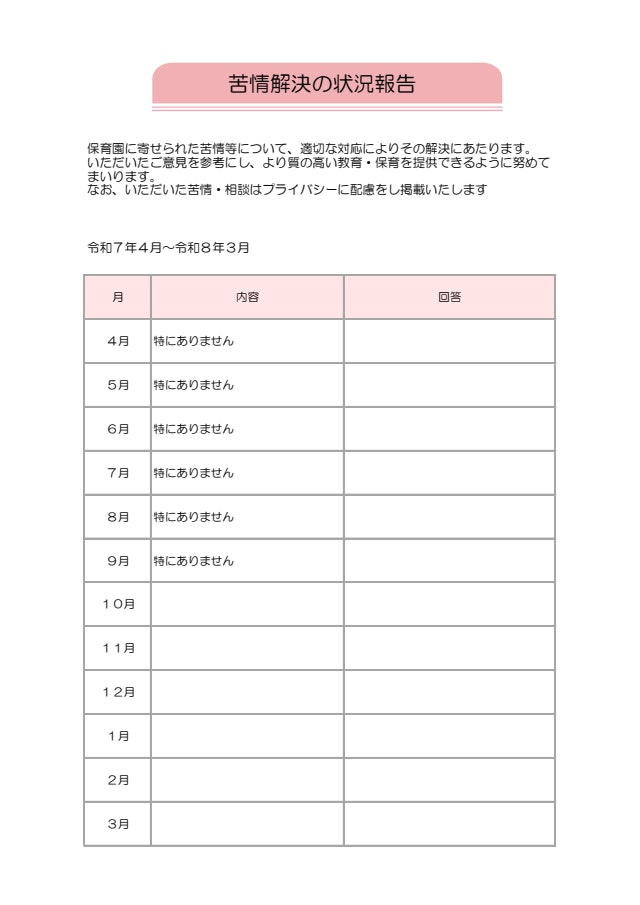 【KIDS ONE 川口　～苦情解決の状況報告～】